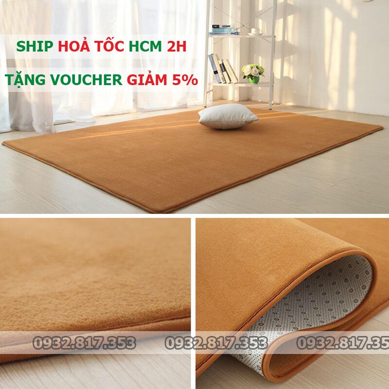 Thảm trải sàn trải sàn phòng ngủ, phòng khách NHUNG NỈ an toàn cho bé 1m6 x2m và 1m6 x1m (20 MÀU)