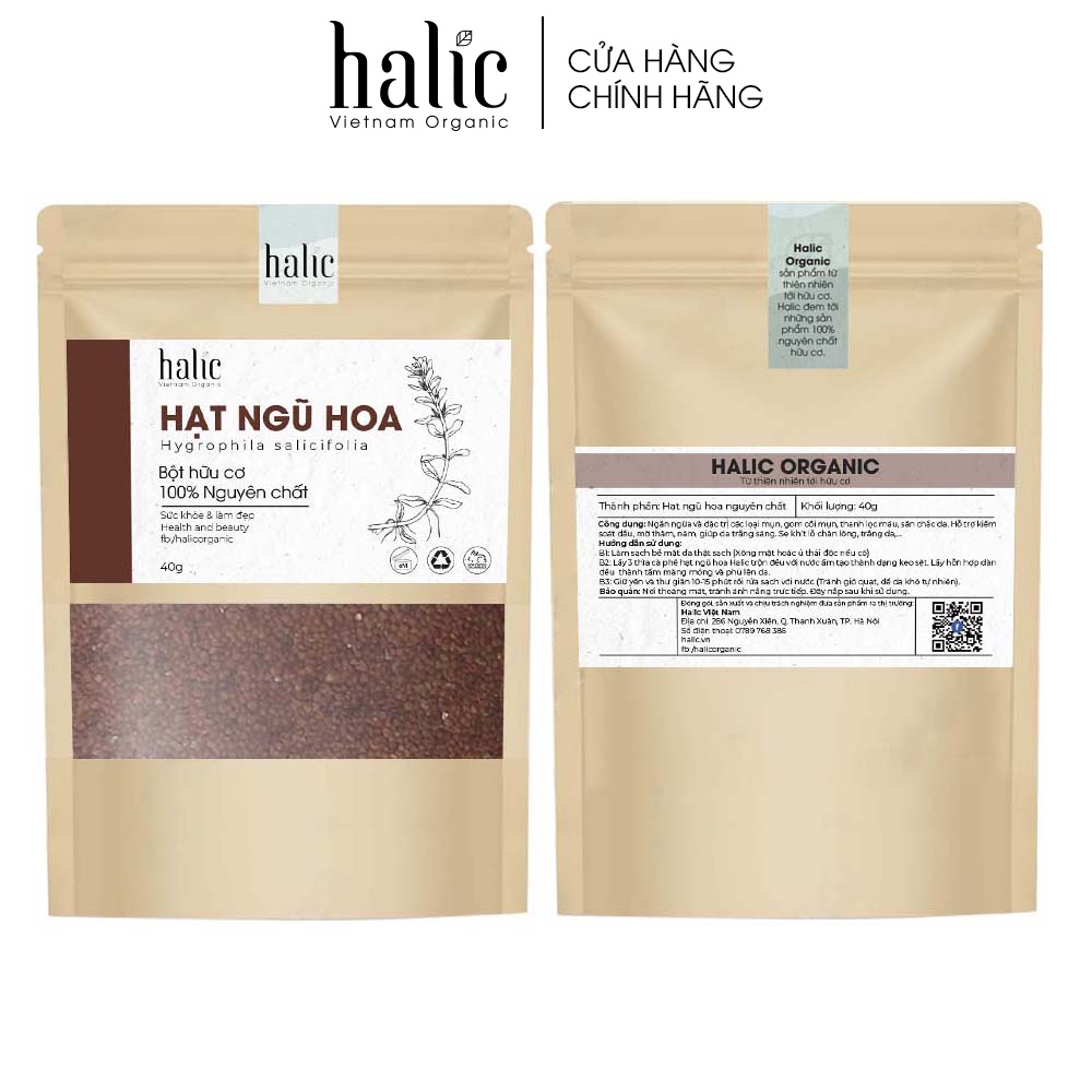 Hạt Ngũ Hoa nguyên chất Halic Organic 125G đắp mặt nạ giảm mụn, mờ thâm, dưỡng trắng da, làm dịu vết viêm