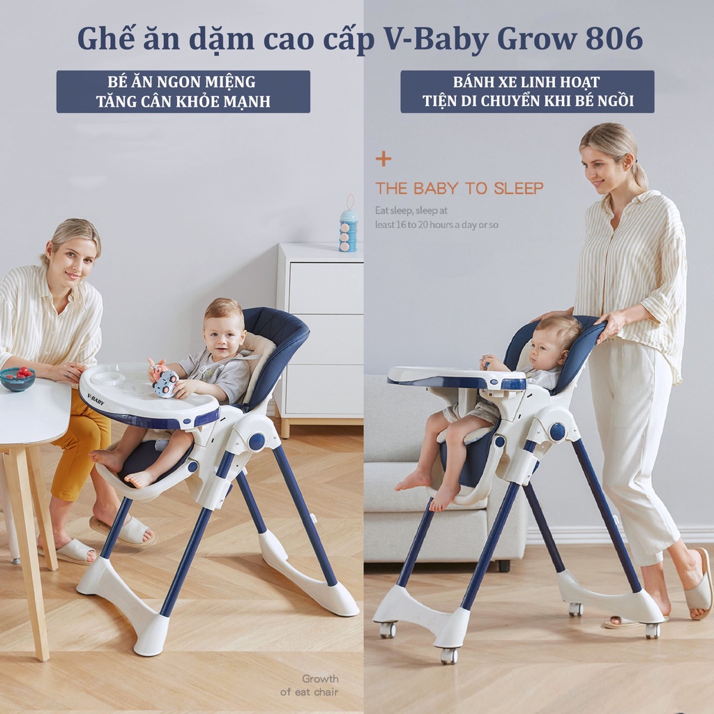 Ghế ăn dặm cho bé cao cấp V-Baby Grow 806