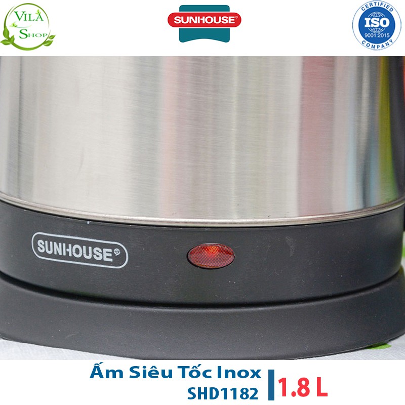 Ấm Siêu Tốc, Ấm Đun Nước Inox Sunhouse SHD1182 - Dung tích 1.8L, Chất Liệu Inox Cao Cấp Siêu Bền