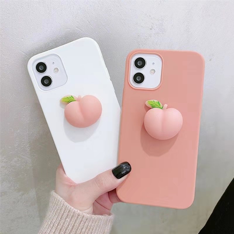 Ốp điện thoại dẻo trang trí quả đào 3D cho iPhone 8 7 Plus 6 6s Plus SE 2020 5 5S SE