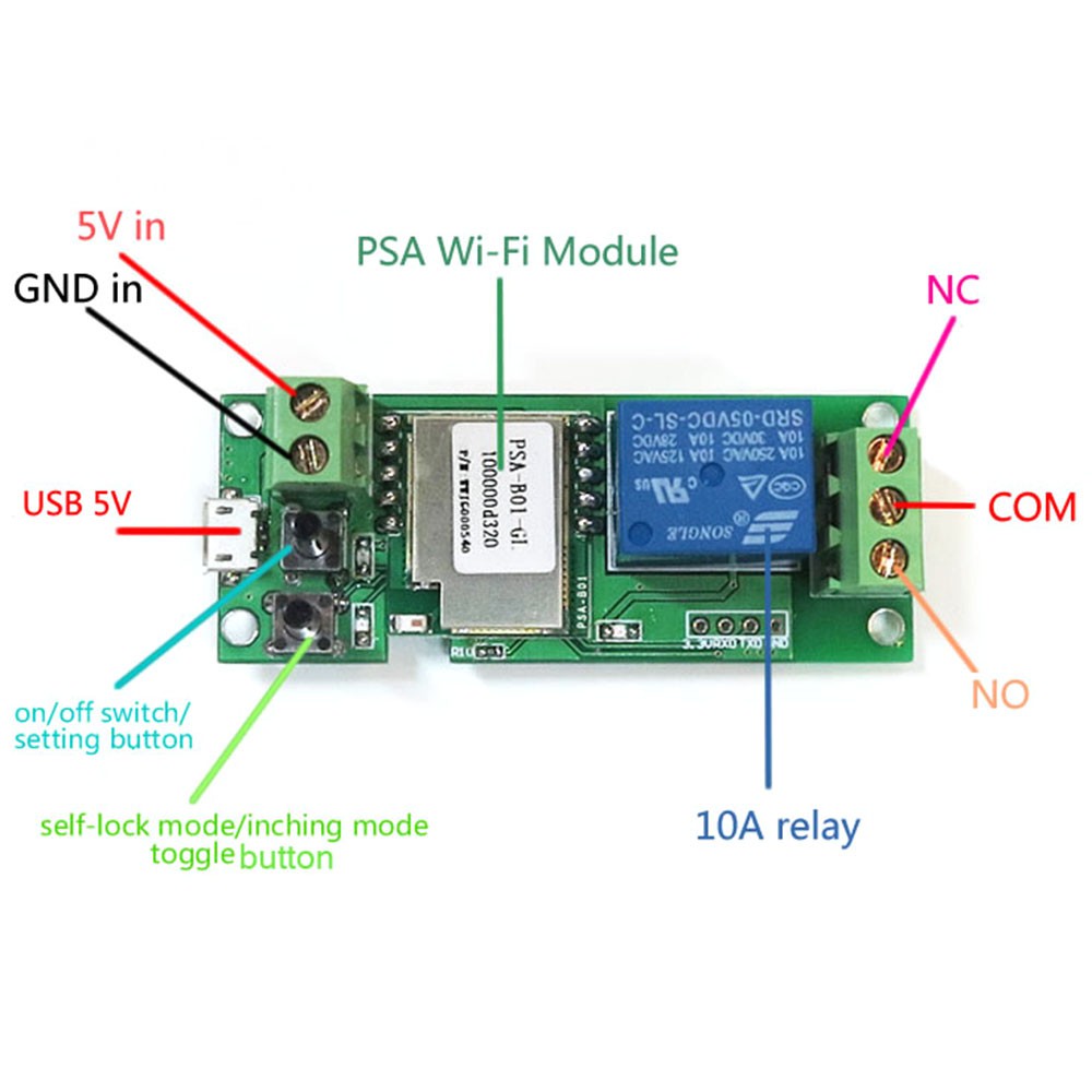 Bo mạch công tắc Sonoff điều khiển wifi không dây tự làm dùng điện DC 5V/12V/32V