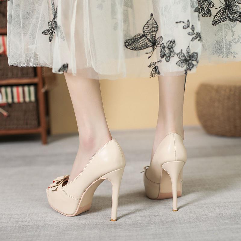 Giày Cao Gót Đế Xuồng Hở Mũi Chống Thấm Nước Quyến Rũ Cho Nữ Yujie Fenghentian