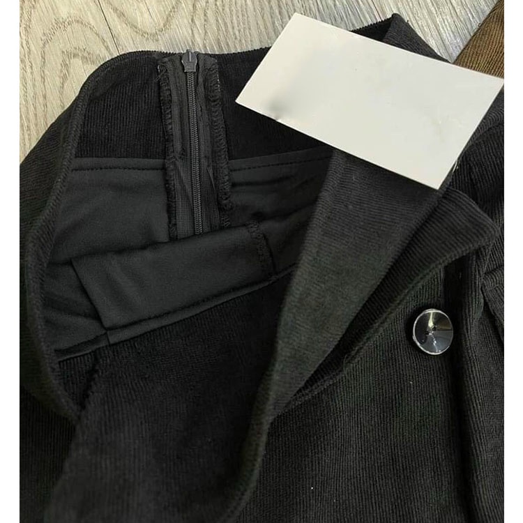 Chân váy chữ a chất nhung tăm Váy đính cúc dọc siêu xinh kèm quần trong | BigBuy360 - bigbuy360.vn