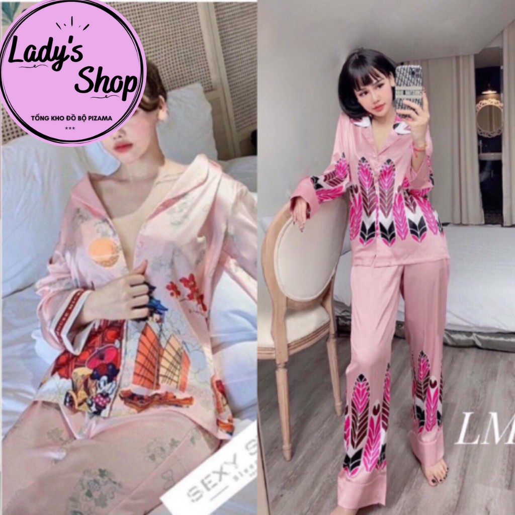 [Siêu Hót] Bộ Lụa Hoạ Tiết Hồng Siêu Đẹp
