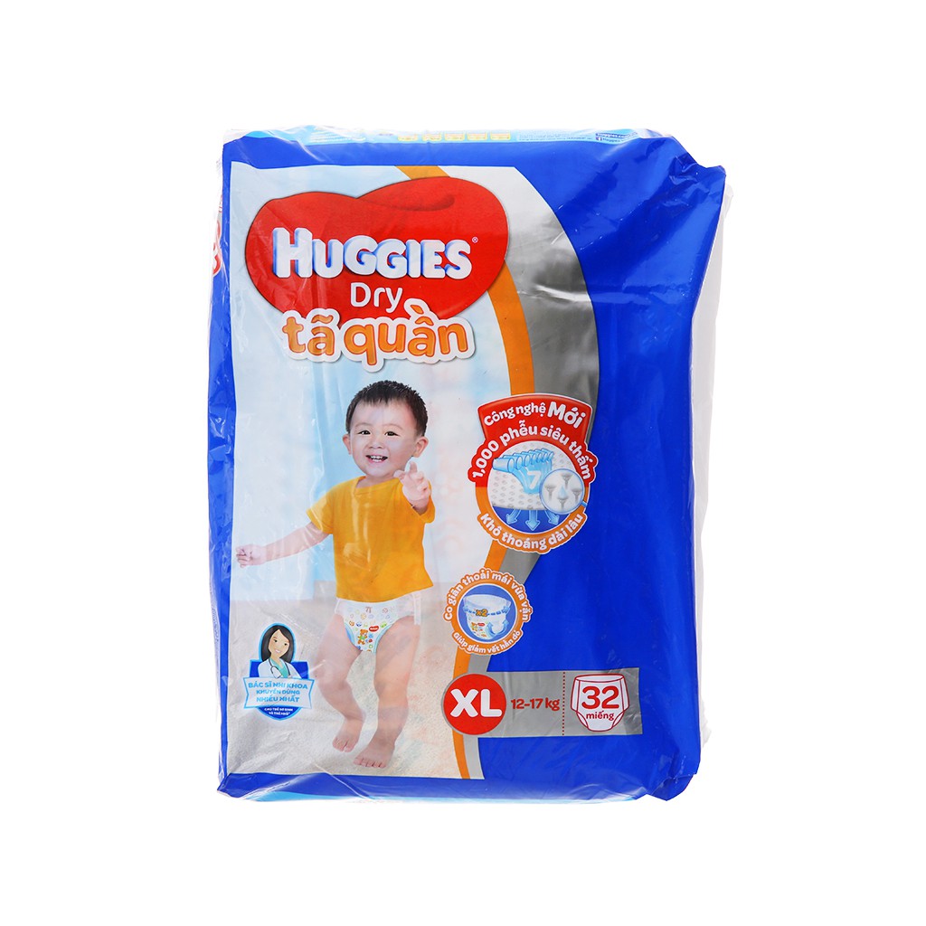 Tã quần Huggies Dry size XL 32 miếng (cho bé 12 - 17kg)