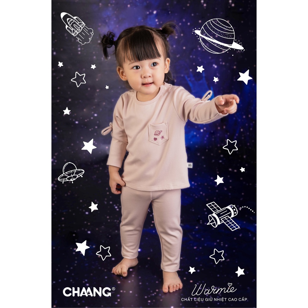 [HOT ITEMS]Bộ dài tay cúc vai trẻ em chất liệu cotton mềm mại họa tiết cosmos Chaang