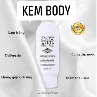 Kem dưỡng trắng secret key body snow white milky pack 200g- hàn quốc