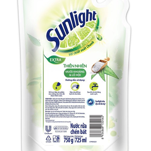 Nước rửa chén Sunlight Thiên Nhiên Túi 750g