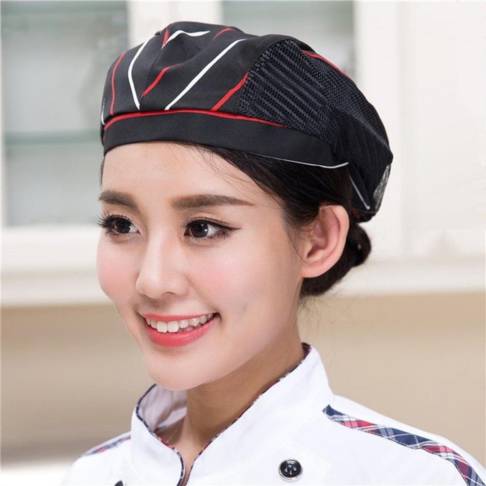 Elsworth Mũ Beret Phối Lưới Thoáng Khí Thời Trang Cho Đầu Bếp / Phục Vụ Nhà Hàng / Khách Sạn