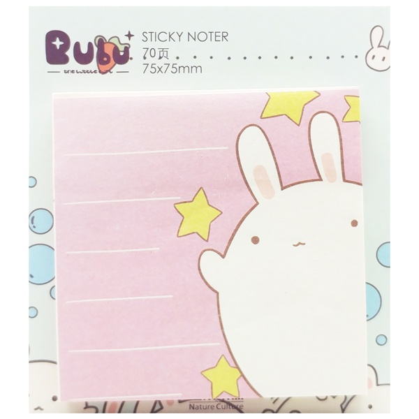 Giấy Note Hình Thỏ 75 x 75 mm - Bu Bu 1189 - Mẫu 2 - Màu Hồng (70 Tờ)