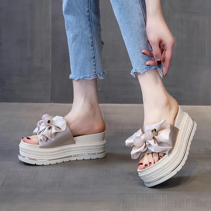 Dép Đế Xuồng Đính Nơ Thời Trang Cho Nữ