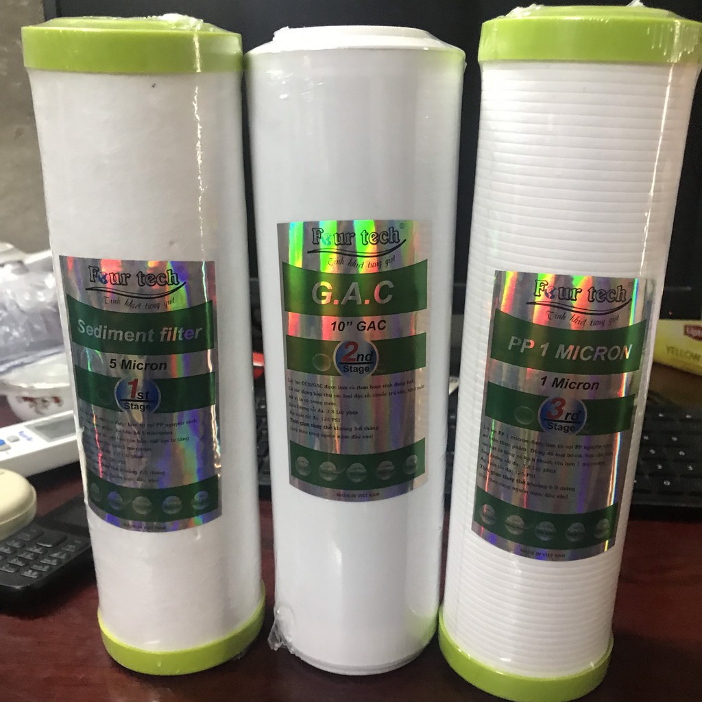 A24 Bộ 3 lõi lọc nước hàng hiệu/ lõi 123 dòng bỏ bùn đất, rỉ sét, các cái tạp chất thô, kim loại nặng 9 7