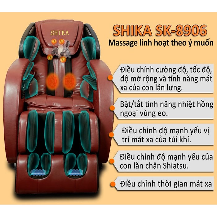 Ghế mát xa đấm lưng Shika SK8906