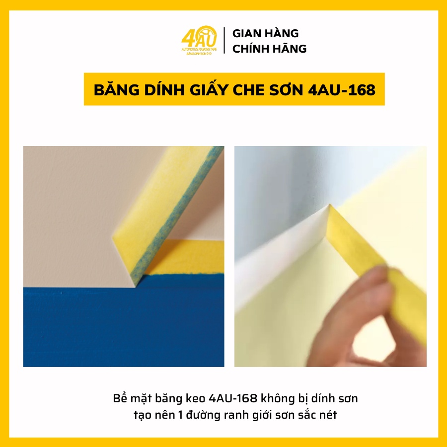 Băng keo giấy đủ size không để lại keo 4AU Băng dính vàng viết chữ, chặn màu nước, màu Acrylic, sơn, chịu nhiệt_VATTUSON