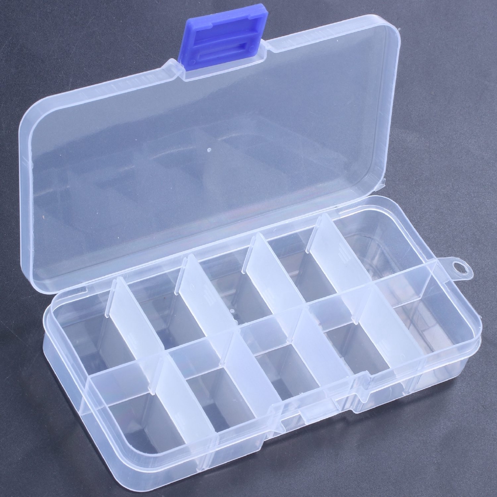 Set 2 hộp đựng linh kiện điện tử 10 ô bằng nhựa trong suốt tiện dụng