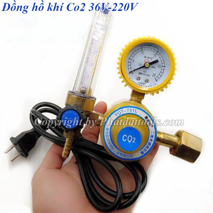 Đồng hồ khí Co2 36V-220V Sấy Khí tiết kiệm Theo Công Nghệ Nhật Bản Phụ Kiện Máy Hàn