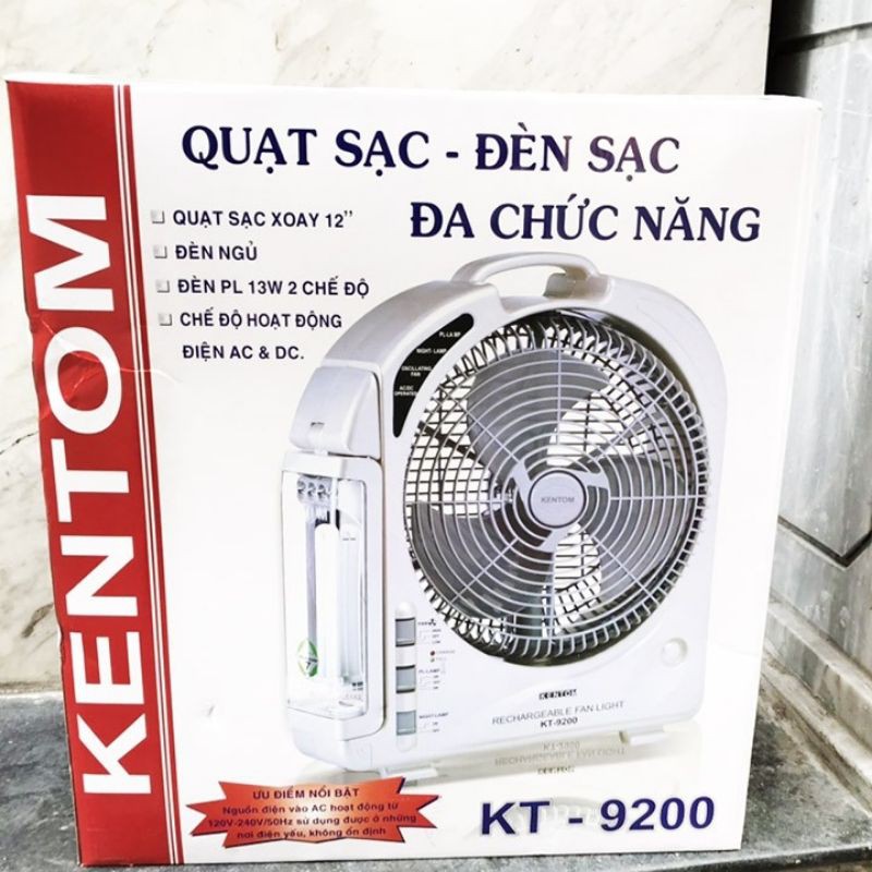 [Mã ELHA22 giảm 6% đơn 300K] QUẠT SẠC ĐIỆN KENTOM CÓ ĐÈN 9200