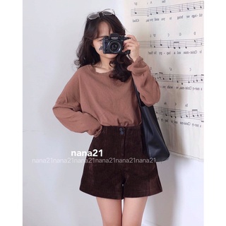 Quần short nhung cạp chun 2 cúc