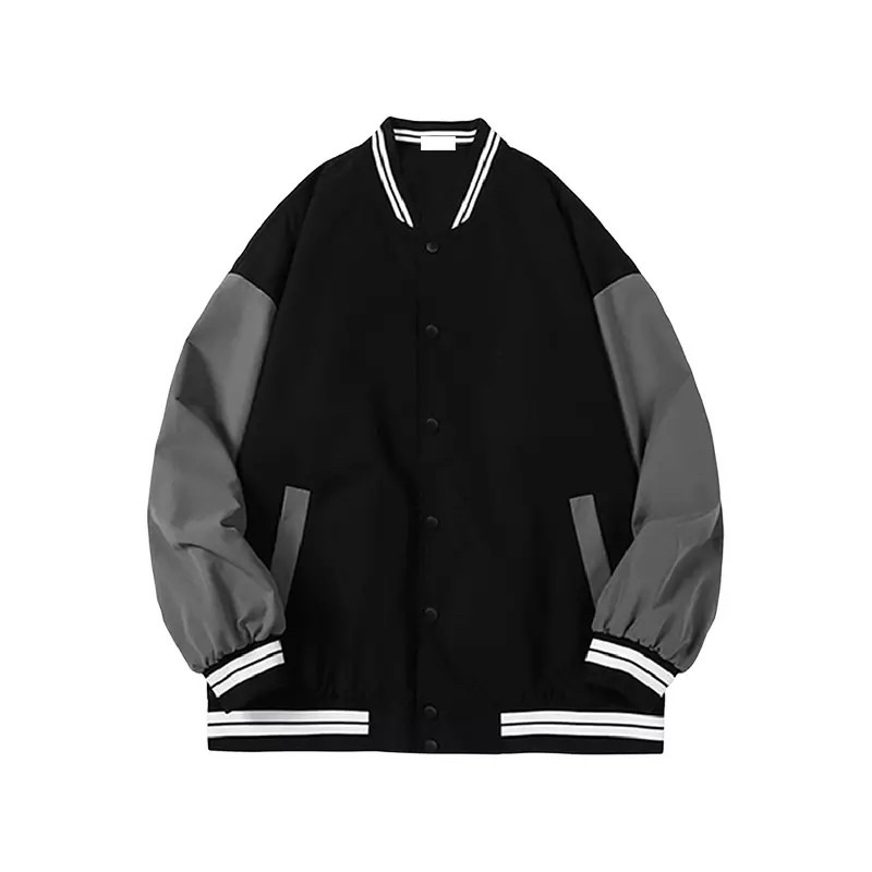 Áo Khoác Bomber Phối Nam Nữ T-A-N from rộng vai sệ-AKBDL01- trơn dể phối đồ màu đen ảnh thật