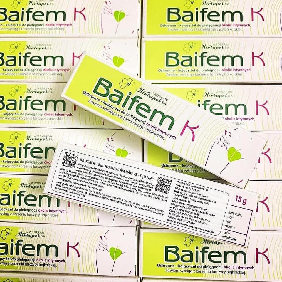 ✅ Baifem K - Gel Dưỡng Ẩm Hoàng Cầm, Bảo vệ, Dịu Nhẹ, Da Cơ Địa, Chàm Sữa, Mẩn Ngứa (Tuýp 15g)