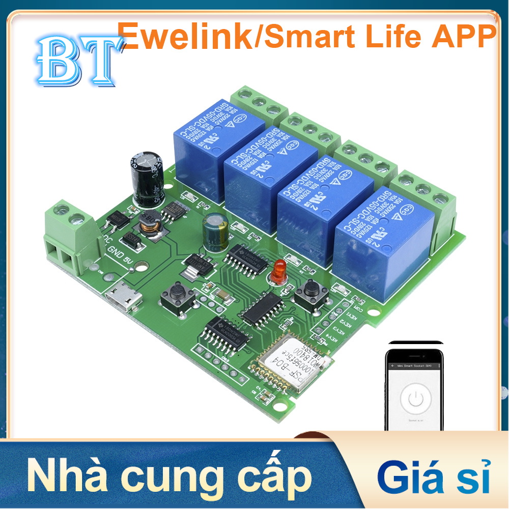 Rơ Le Công Tắc Điều Khiển Từ Xa 10a Dc 5v 4 Kênh Cho Android Ios