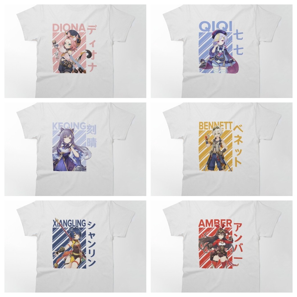 Áo phông trắng in hình GENSHIN IMPACT áo phông nam nữ anime chibi thời trang