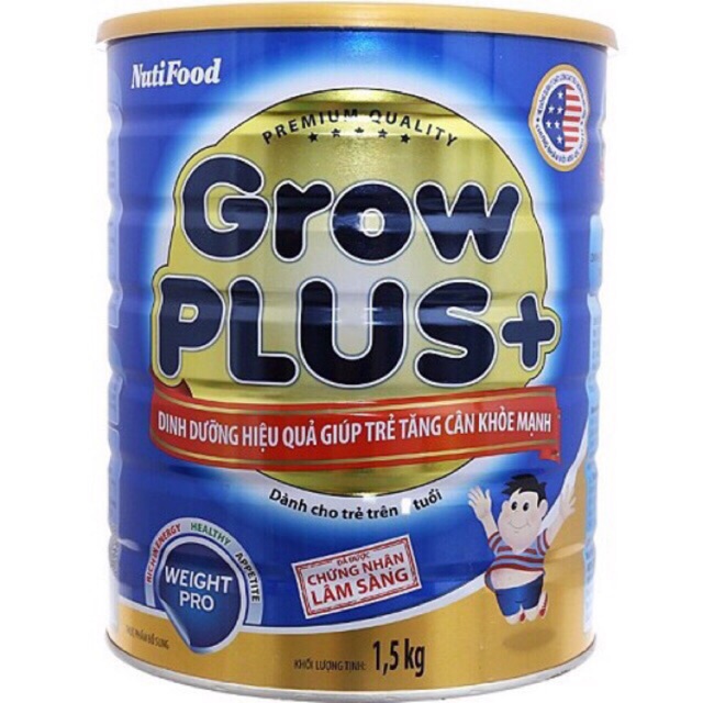 Combo 2 lon sữa bột Grow plus xanh 1,5kg(Date 2023)