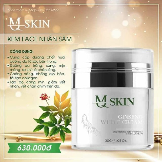 Kem Face MQ SKIN . Kem Face Nhân Sâm Chính Hãng.