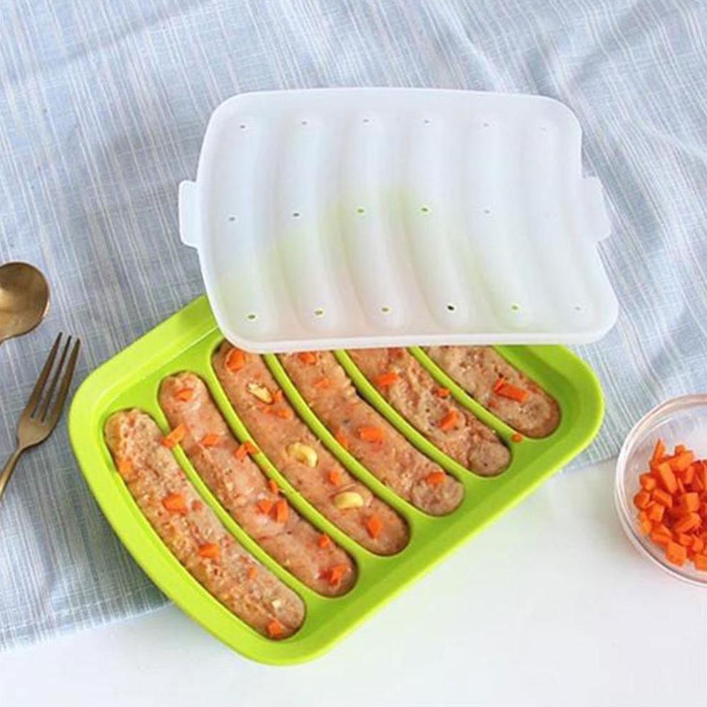 Khuôn làm bánh, xúc xích cho bé ăn dặm có lắp đậy an toàn cho bé