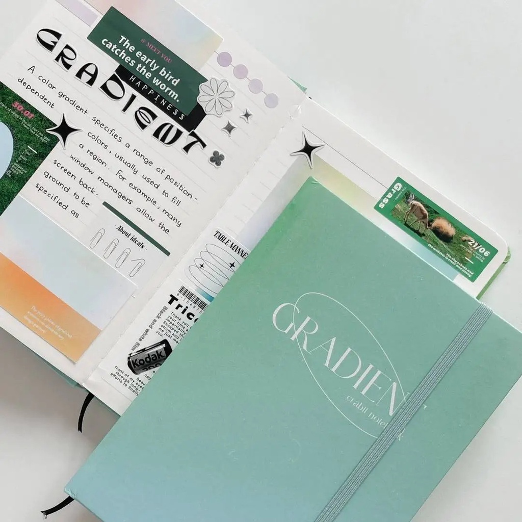 Sổ tay A5 CRABIT kẻ ngang 130gsm - Gradient Xanh Lá ghi chép, làm bullet journal