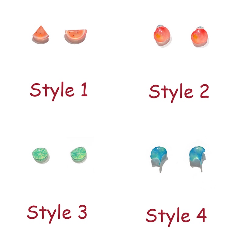 Bông Tai Cute Fruit Stud Earrings Korea Female Rainbow Heart Flower Acrylic Earrings Women's Party Jewelry New Fashion