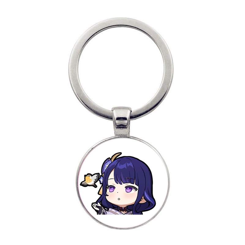 (KL25) Móc khóa tròn kim loại hình NHÂN VẬT GENSHIN IMPACT game chibi anime M5 treo túi treo chìa khóa phong cách