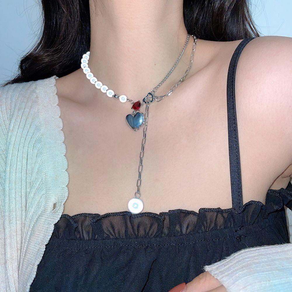 AROMA Vòng cổ Mặt Trái Tim Đính Hạt Dạ Quang Thời Trang Cho Nữ