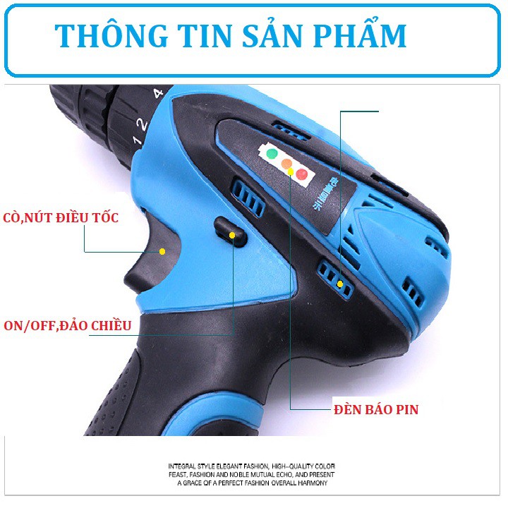 Máy khoan pin hai tốc độ VOTO 12 V-Tặng kèm đầu vít