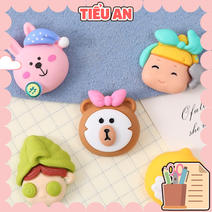 Charm (C537) slime/ Dụng Cụ Charm Trang Trí [Ko Keo &amp; Nút] Bé Gái &amp; Gấu Cute - Giá 1 cái