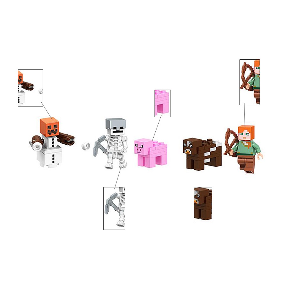 Bộ 16 mô hình lắp rắp nhân vật hoạt hình Minecraft