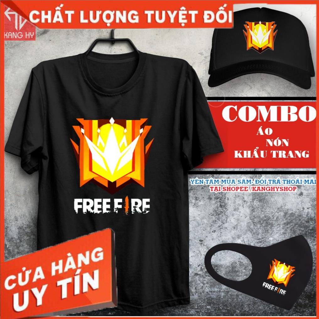 [Đủ Size] BST Combo Áo Thun Free Fire Màu Đen Rank Huyền Thoại -+ Đại kiến tướng kèm nón khẩu trang FF Cực Đẹp | BigBuy360 - bigbuy360.vn