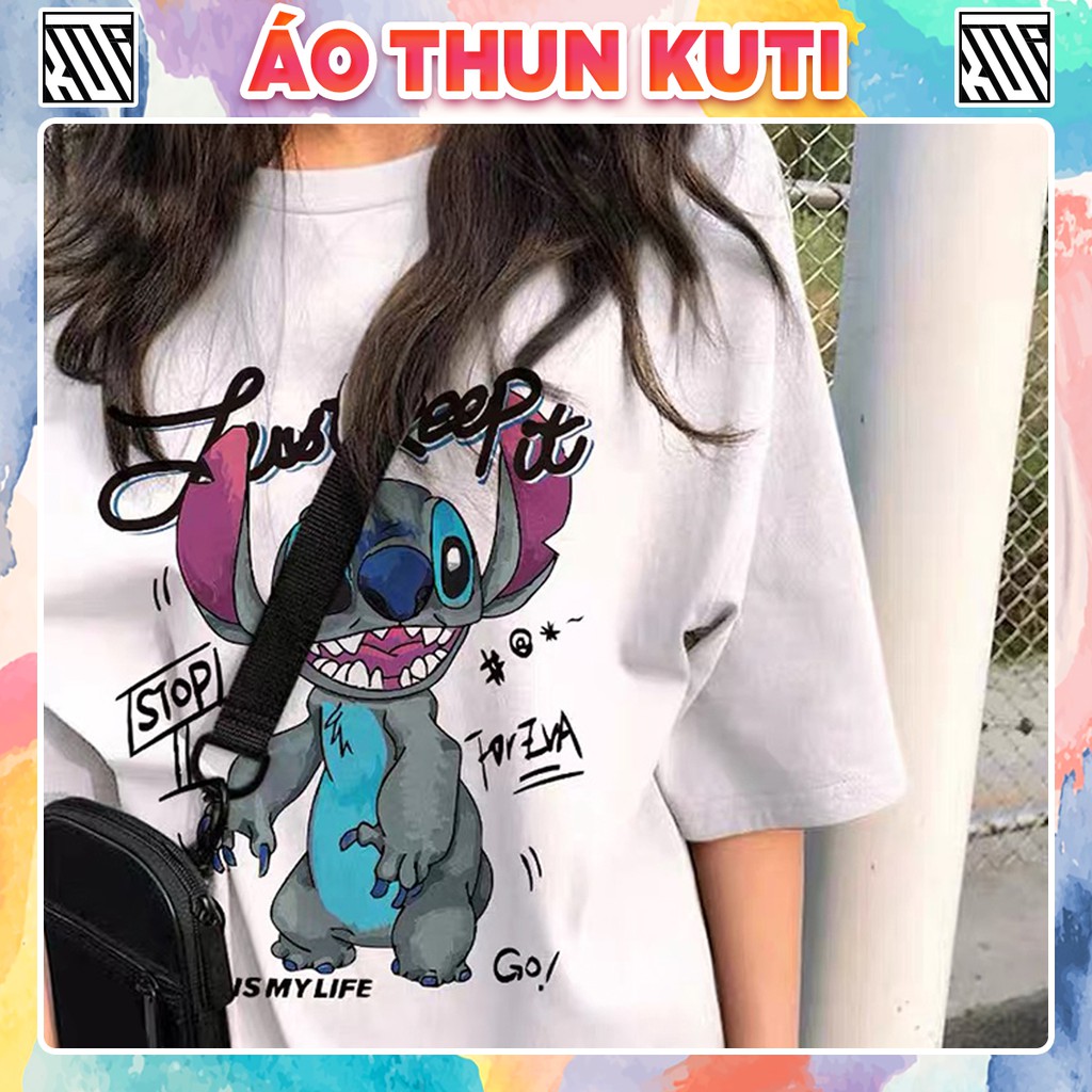 Áo Thun Tay Lỡ Stitch Unisex Kuti Basic Tee Phông Trơn Nam Nữ Form Rộng Oversize 6 Màu Phong Cách Ulzzang Hàn Quốc