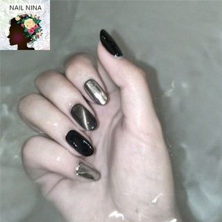 Bộ 24 móng tay giả Nail Nina mắt mèo 3 màu đen xám bạc mã Z-177【Tặng kèm dụng cụ lắp】