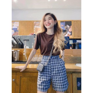 Set áo thun + quần caro ngố