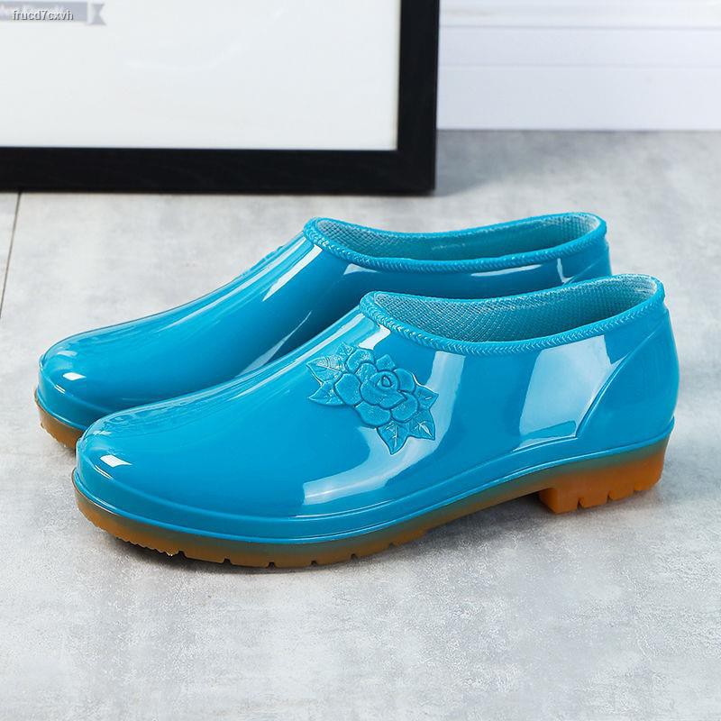 【2021】Giày đi mưa không thấm nước cao su overshoes thời trang ủng phụ nữ người lớn nhà bếp rửa xe công việc trơn trượt ố