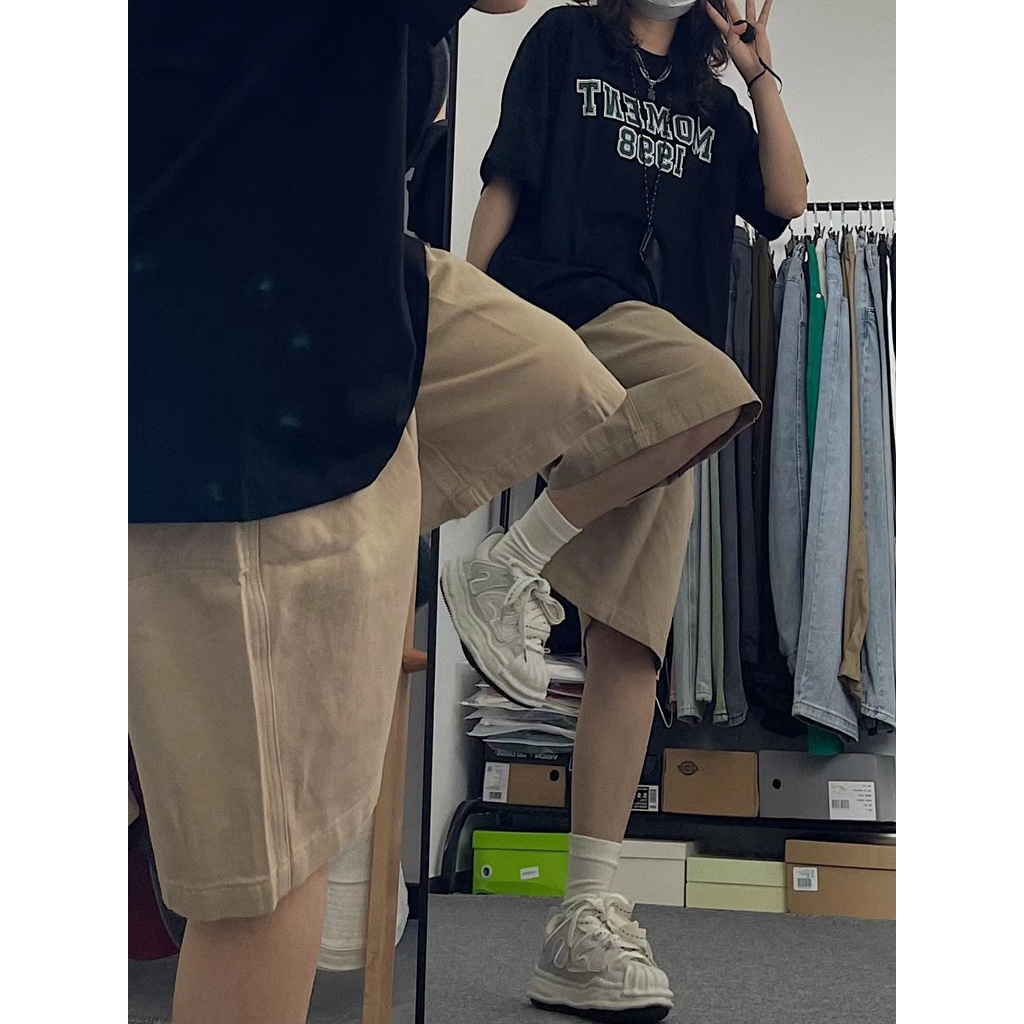 Quần Short Thể Thao Lưng Cao Ống Rộng Phong Cách Retro