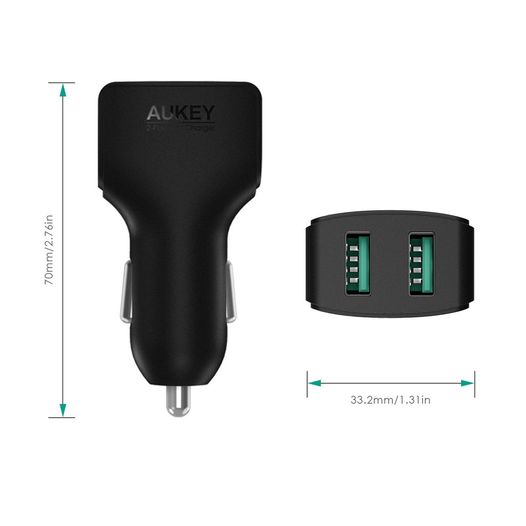 [New, nobox] Sạc Xe Hơi Aukey CC-01 / CC-S3, Công Suất 48W / 24W, Dòng AiPower Thông minh - Hàng Chính Hãng