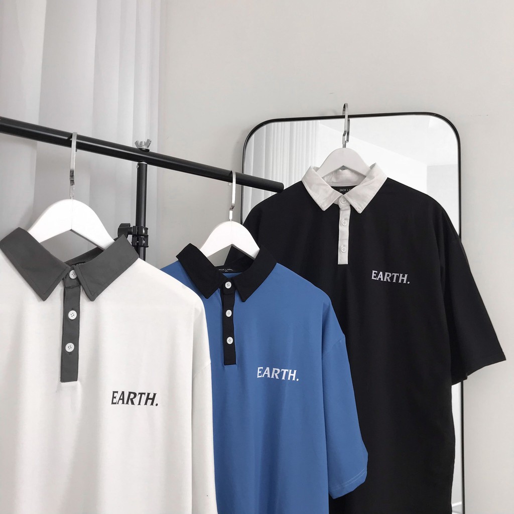 [Mã SKAMSALE07 giảm 10% TỐI ĐA 100K đơn150K] Áo Polo oversize Earth, JACKLANE, Áo polo cộc tay Unisex Jack Lane | BigBuy360 - bigbuy360.vn