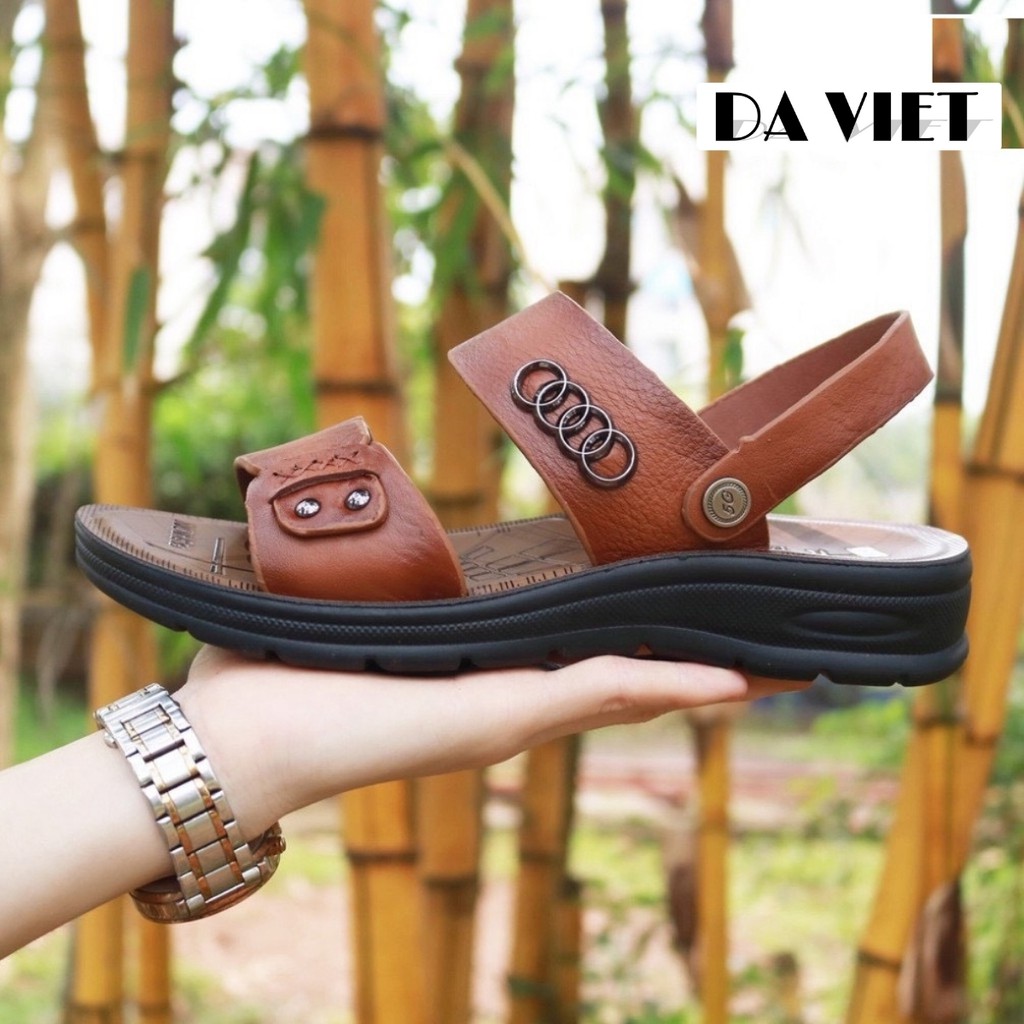 Dép Nam - Dép SanDal Nam Da Bò Nguyên Tấm Đế Cao 3-5cm Có Gắn Mác Kiểu Dáng Sang Trọng(Bảo Hành Da 12 Tháng)