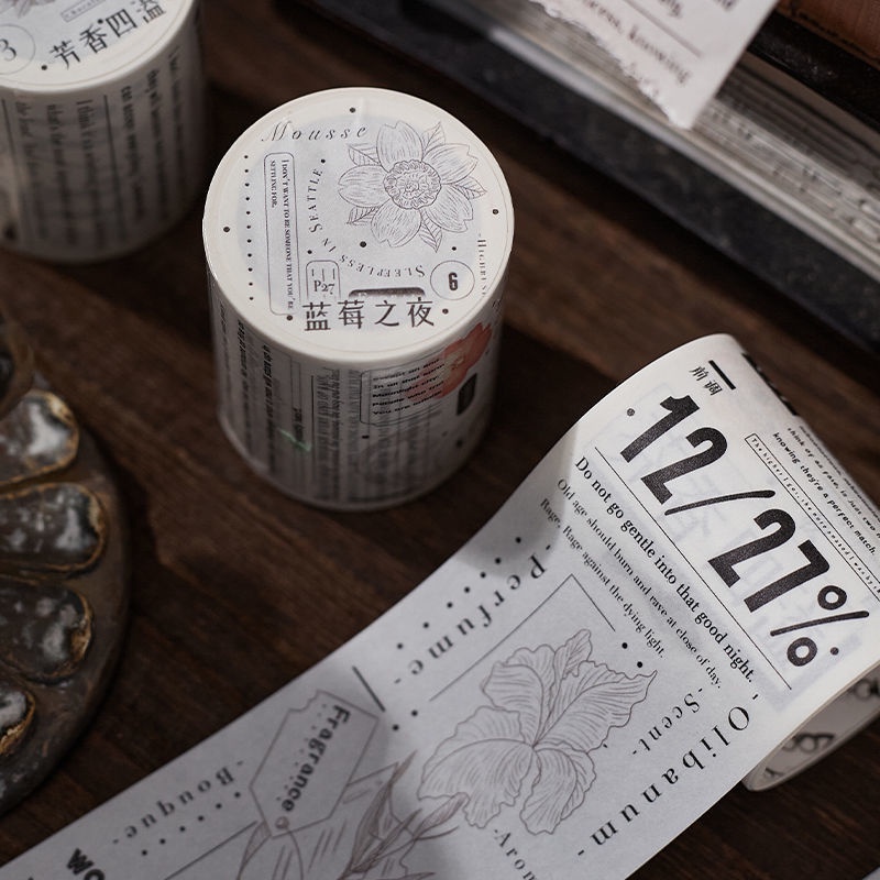 Băng keo washi tape vintage đen trắng 5x35cm - 3 mẫu