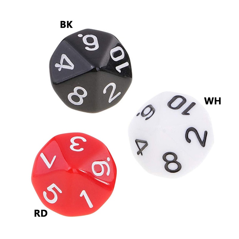 10 Xúc Xắc Đa Diện D10 16mm Màu Đen Để Chơi Game