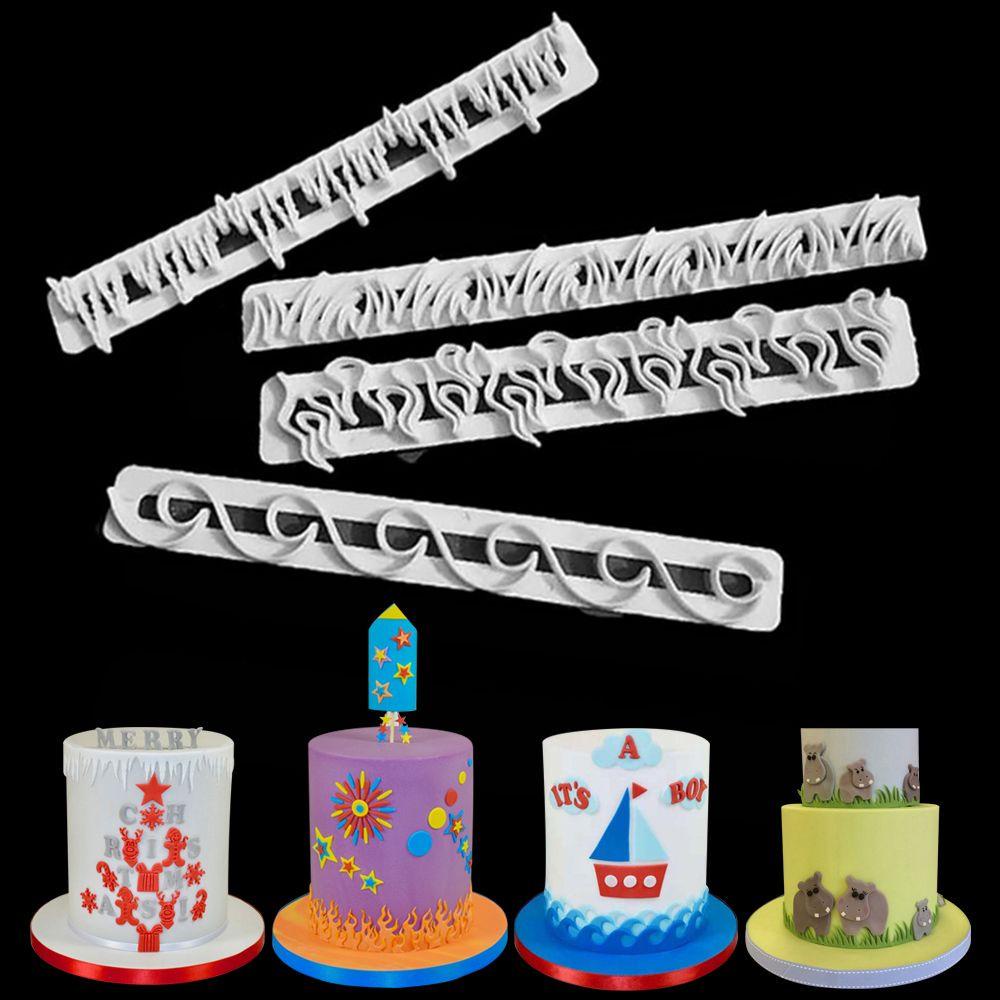 NIUYOU Set 4 Khuôn Cắt Tạo Hình Cỏ Trang Trí Bánh Tiện Lợi