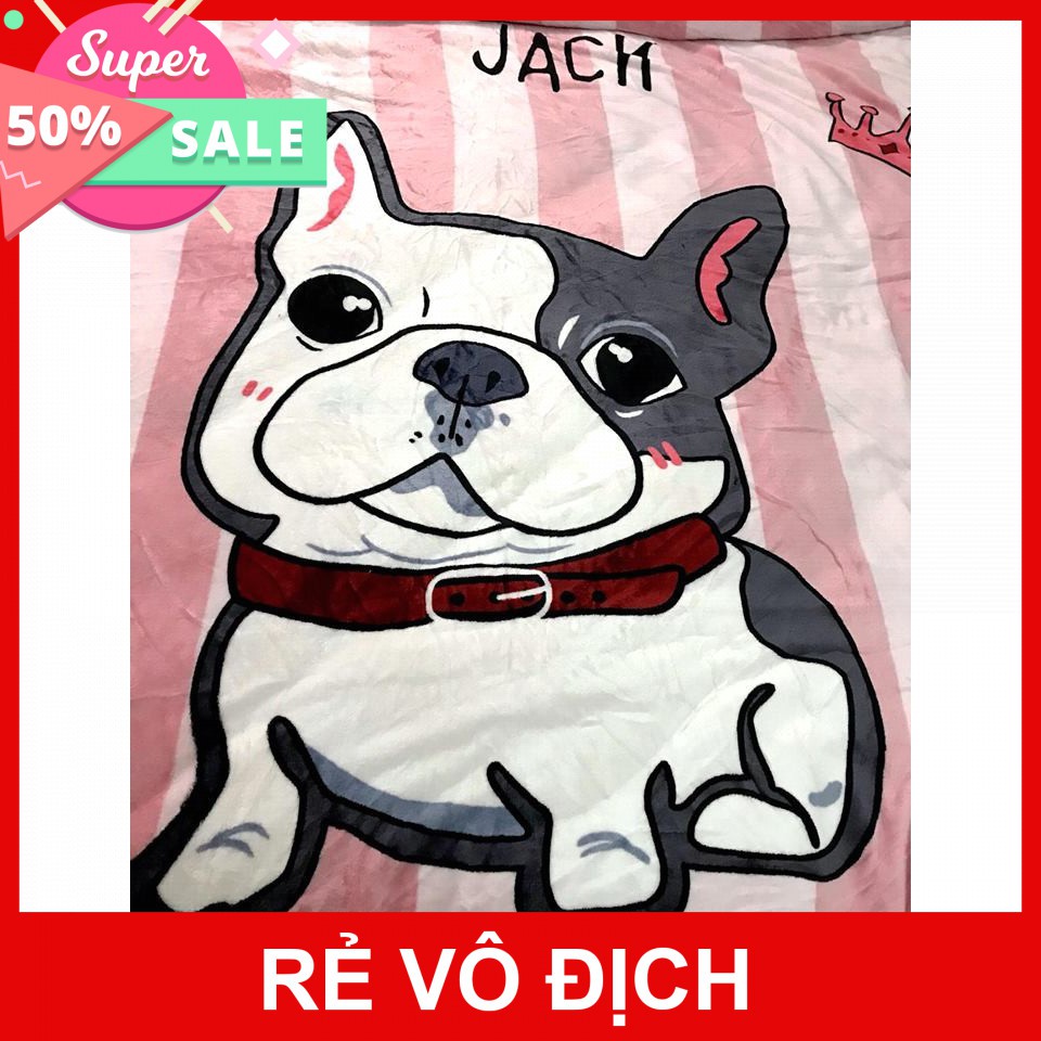 Bộ Drap Giường Chó Jack Nhung Nỉ M6*2M-M8*2M((1 chăn phao, 1 ga, 2 vỏ gối đầu, 1 vỏ gối ôm)